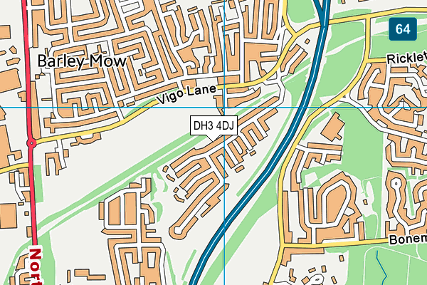 DH3 4DJ map - OS VectorMap District (Ordnance Survey)