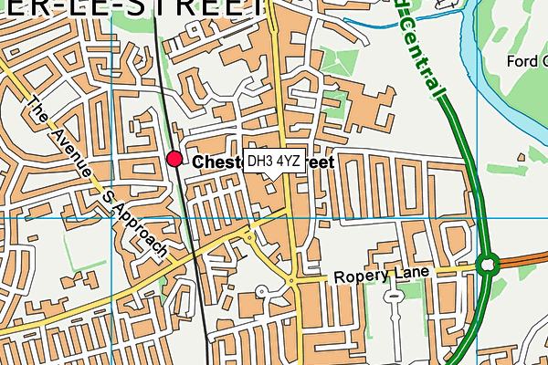 DH3 4YZ map - OS VectorMap District (Ordnance Survey)