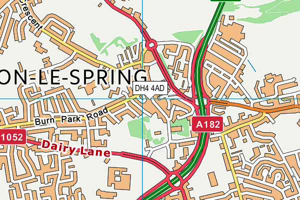 DH4 4AD map - OS VectorMap District (Ordnance Survey)