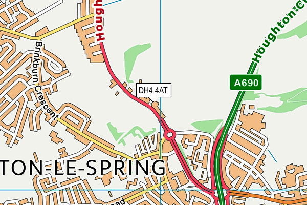 DH4 4AT map - OS VectorMap District (Ordnance Survey)