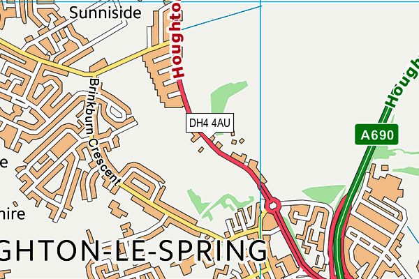 DH4 4AU map - OS VectorMap District (Ordnance Survey)