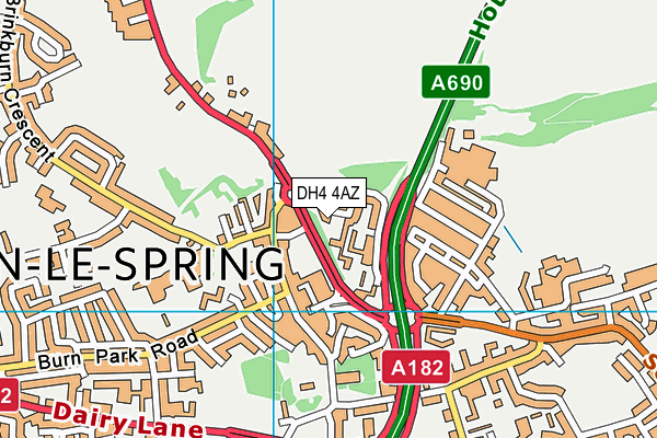 DH4 4AZ map - OS VectorMap District (Ordnance Survey)