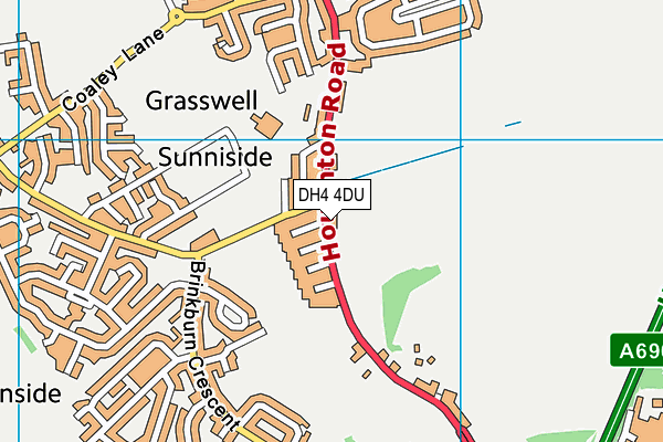 DH4 4DU map - OS VectorMap District (Ordnance Survey)