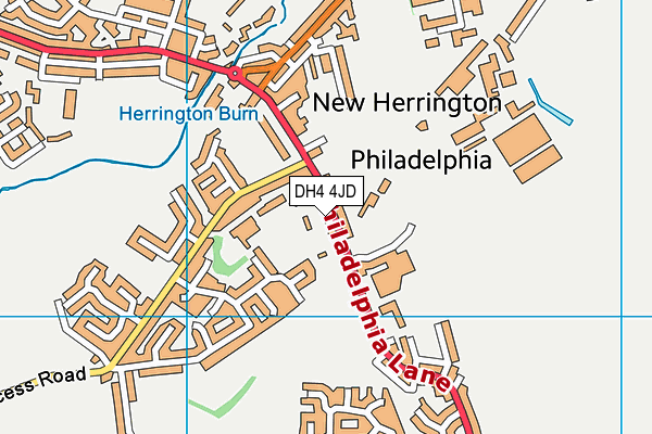 DH4 4JD map - OS VectorMap District (Ordnance Survey)