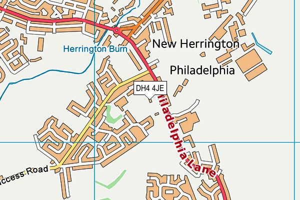DH4 4JE map - OS VectorMap District (Ordnance Survey)