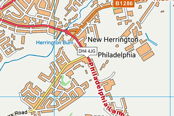 DH4 4JG map - OS VectorMap District (Ordnance Survey)