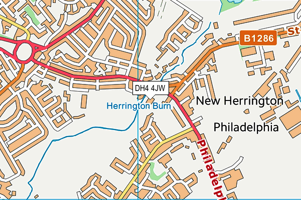 Herrington Burn Playing Field map (DH4 4JW) - OS VectorMap District (Ordnance Survey)