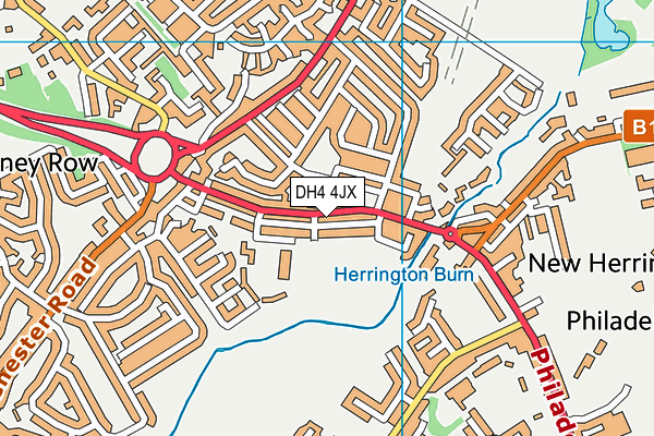 DH4 4JX map - OS VectorMap District (Ordnance Survey)