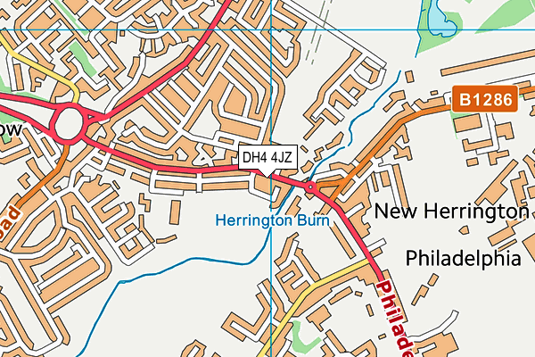 DH4 4JZ map - OS VectorMap District (Ordnance Survey)