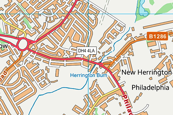 DH4 4LA map - OS VectorMap District (Ordnance Survey)