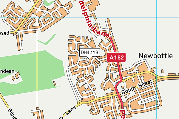 DH4 4YB map - OS VectorMap District (Ordnance Survey)