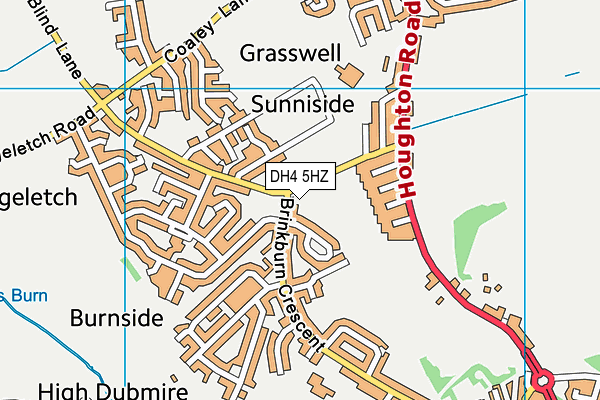 DH4 5HZ map - OS VectorMap District (Ordnance Survey)