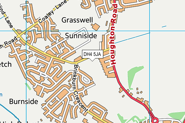 Grasswell (Closed) map (DH4 5JA) - OS VectorMap District (Ordnance Survey)