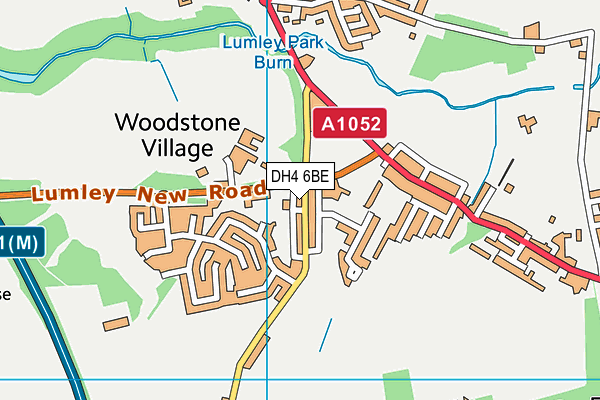 DH4 6BE map - OS VectorMap District (Ordnance Survey)