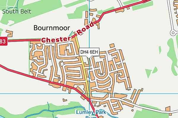 DH4 6EH map - OS VectorMap District (Ordnance Survey)