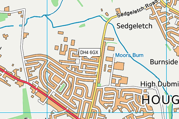 DH4 6GX map - OS VectorMap District (Ordnance Survey)
