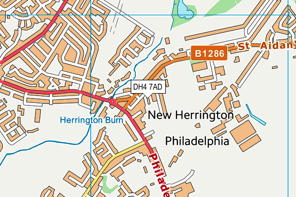 DH4 7AD map - OS VectorMap District (Ordnance Survey)