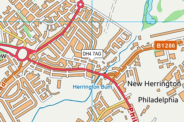 DH4 7AG map - OS VectorMap District (Ordnance Survey)