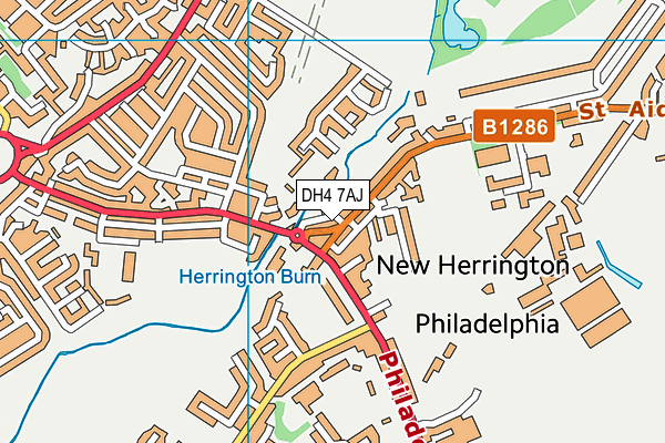 DH4 7AJ map - OS VectorMap District (Ordnance Survey)