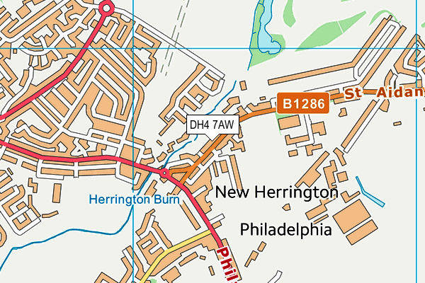 DH4 7AW map - OS VectorMap District (Ordnance Survey)