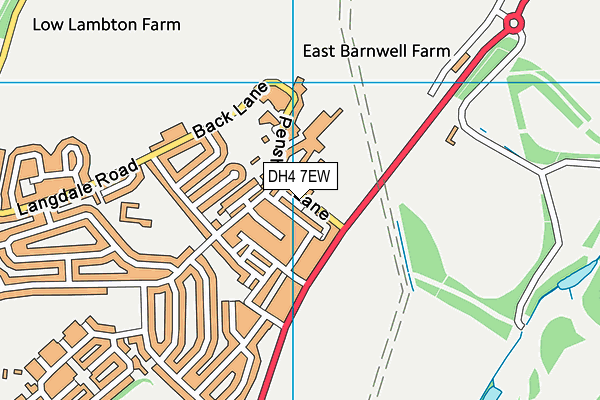 DH4 7EW map - OS VectorMap District (Ordnance Survey)