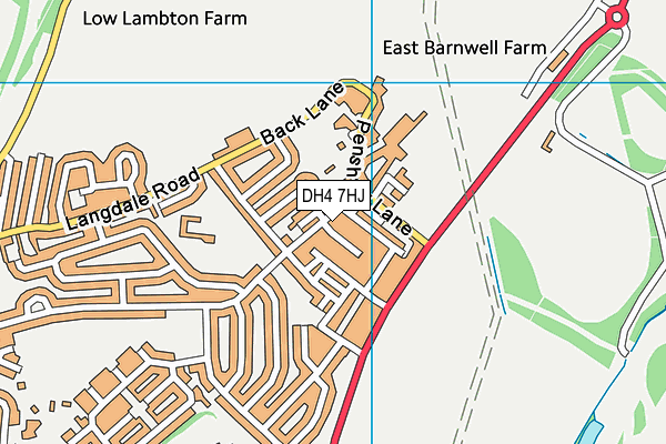 DH4 7HJ map - OS VectorMap District (Ordnance Survey)