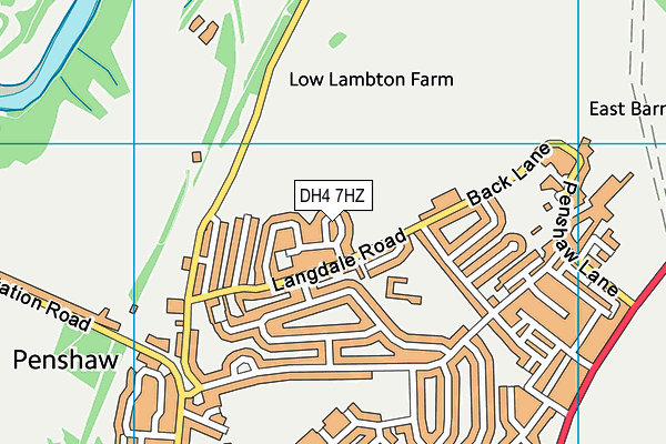 DH4 7HZ map - OS VectorMap District (Ordnance Survey)