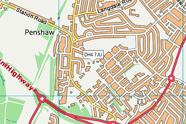 DH4 7JU map - OS VectorMap District (Ordnance Survey)