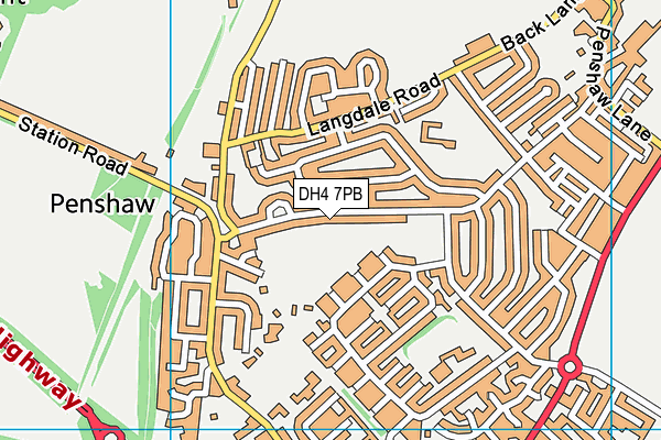 DH4 7PB map - OS VectorMap District (Ordnance Survey)