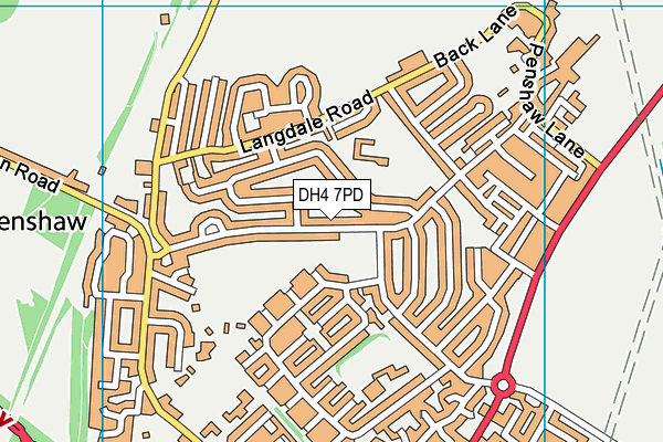 DH4 7PD map - OS VectorMap District (Ordnance Survey)