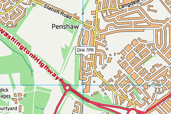 DH4 7PR map - OS VectorMap District (Ordnance Survey)