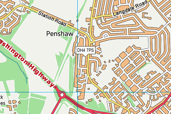 DH4 7PS map - OS VectorMap District (Ordnance Survey)