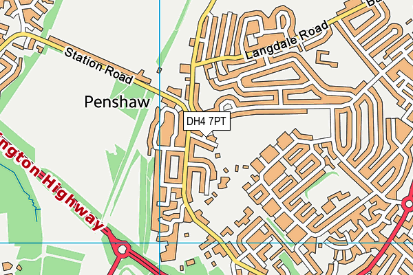 DH4 7PT map - OS VectorMap District (Ordnance Survey)