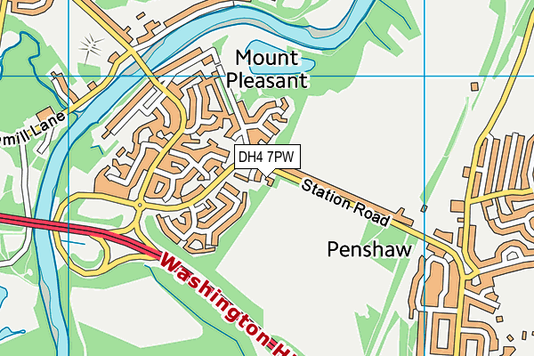 DH4 7PW map - OS VectorMap District (Ordnance Survey)