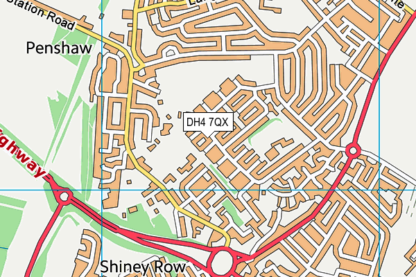 DH4 7QX map - OS VectorMap District (Ordnance Survey)