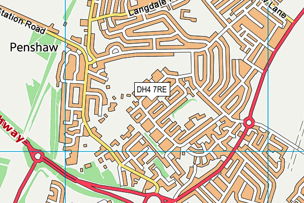 DH4 7RE map - OS VectorMap District (Ordnance Survey)