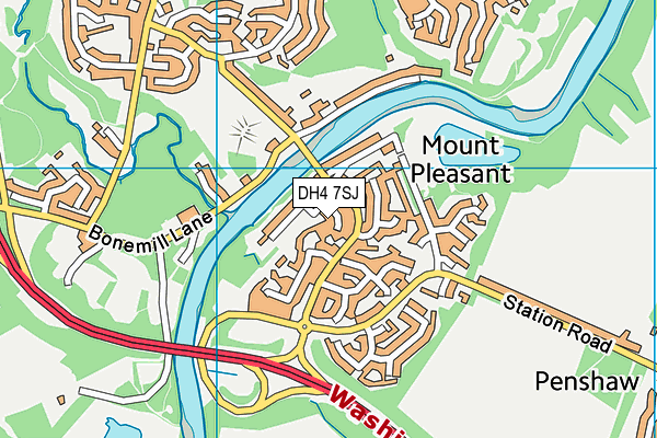 DH4 7SJ map - OS VectorMap District (Ordnance Survey)