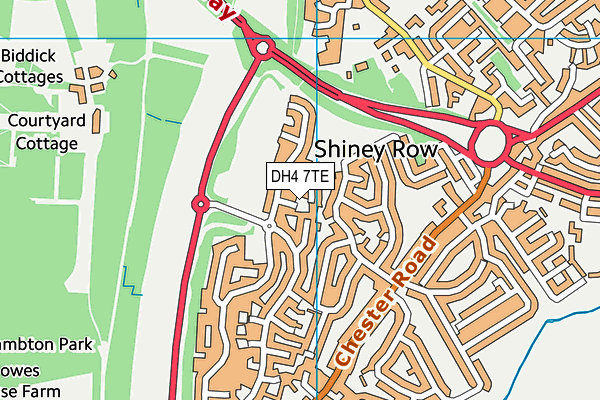 DH4 7TE map - OS VectorMap District (Ordnance Survey)