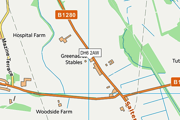 DH6 2AW map - OS VectorMap District (Ordnance Survey)