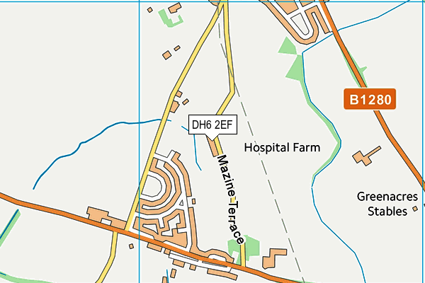 DH6 2EF map - OS VectorMap District (Ordnance Survey)