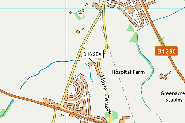 DH6 2EX map - OS VectorMap District (Ordnance Survey)