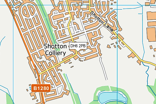 DH6 2PB map - OS VectorMap District (Ordnance Survey)