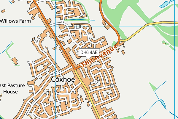 DH6 4AE map - OS VectorMap District (Ordnance Survey)