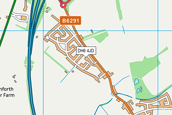 DH6 4JD map - OS VectorMap District (Ordnance Survey)