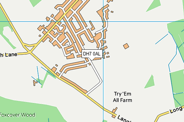 DH7 0AL map - OS VectorMap District (Ordnance Survey)
