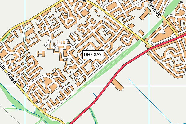 DH7 8AY map - OS VectorMap District (Ordnance Survey)