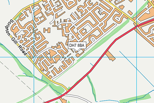 DH7 8BA map - OS VectorMap District (Ordnance Survey)