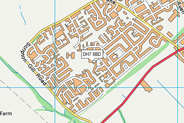 DH7 8BD map - OS VectorMap District (Ordnance Survey)