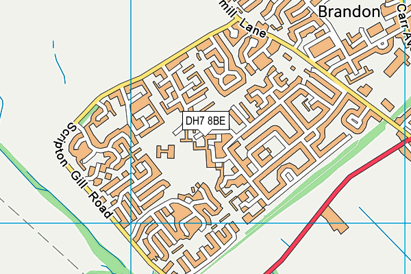 DH7 8BE map - OS VectorMap District (Ordnance Survey)