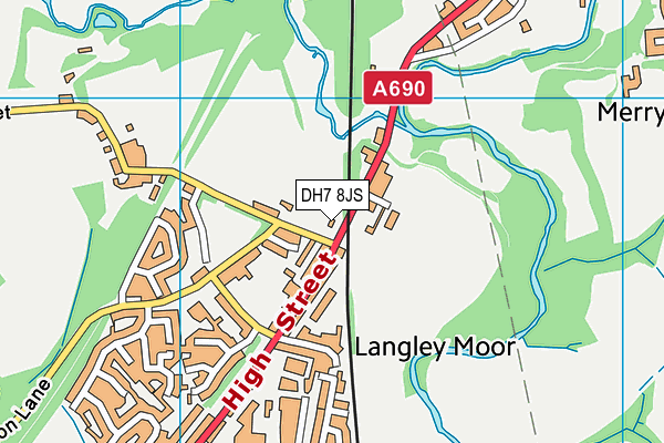 DH7 8JS map - OS VectorMap District (Ordnance Survey)